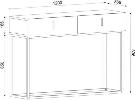 Mykonos Wooden Console Table Black L120xW37xH84cm