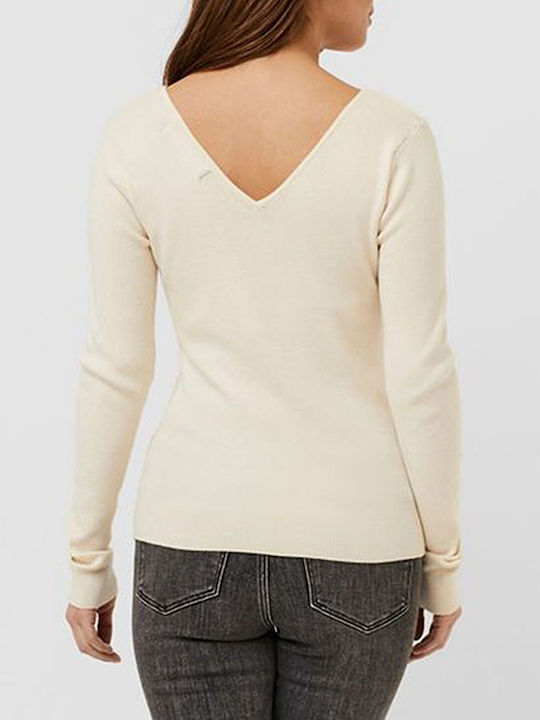 Vero Moda Women's Blouse Long Sleeve with V Neckline Beige