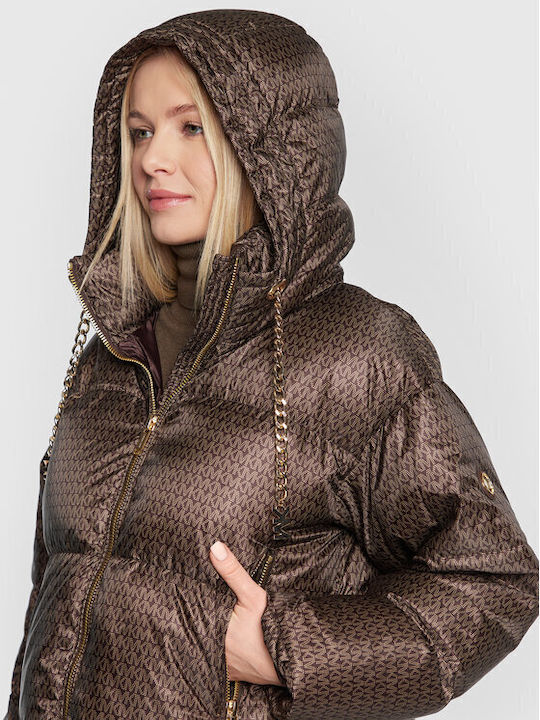 Kurz Damen Puffer Jacke für Winter Braun