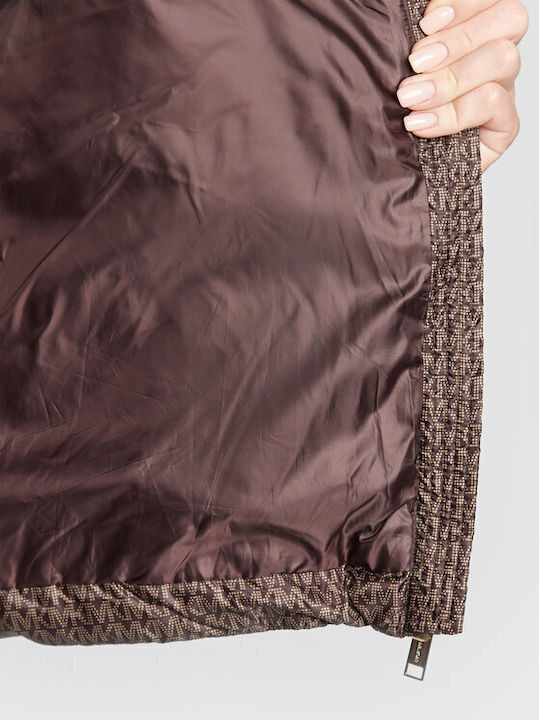 Kurz Damen Puffer Jacke für Winter Braun