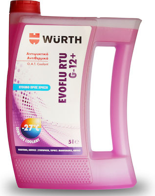 Wurth Evoflu RTU Ready for Use Engine Coolant for Car G12+ -27°C Pink 5lt