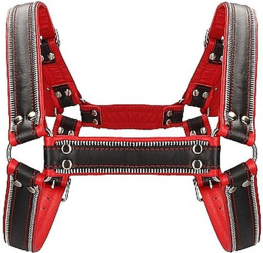 Shots Ouch Z Series Chest Bulldog Leather Harness Black / Red