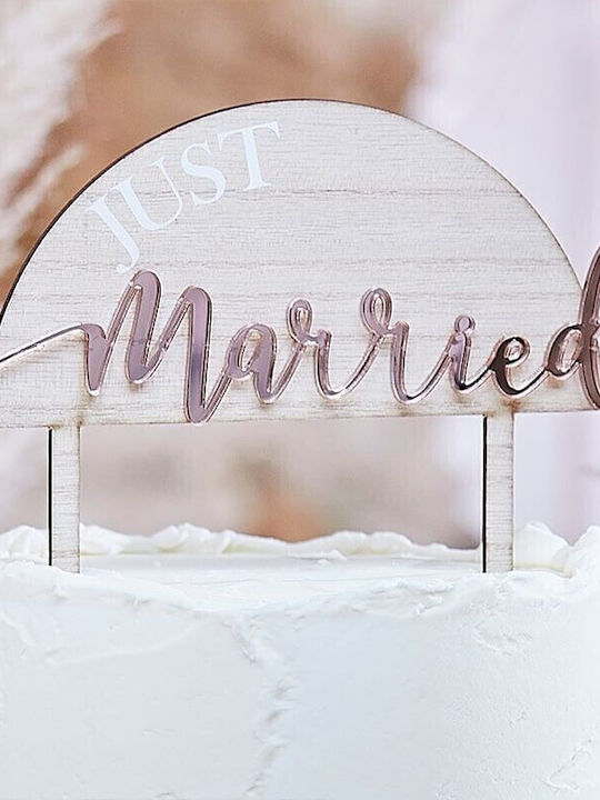 Ginger Ray Decor pentru tort Just Married din lemn