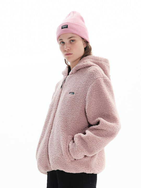 Basehit Women's Short Lifestyle Jacket for Winter with Hood Dusty Rose