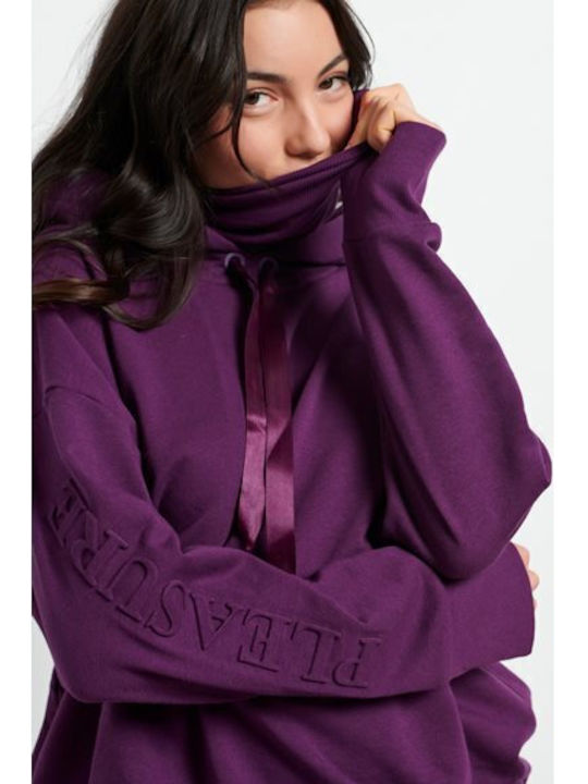 Long Women's Sweatshirt Hooded Purple