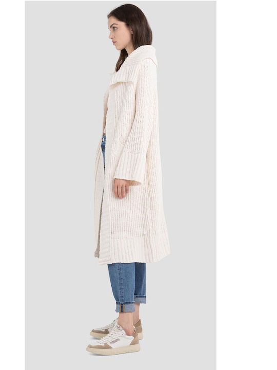 Lange Gestrickte Damen Strickjacke Weiß