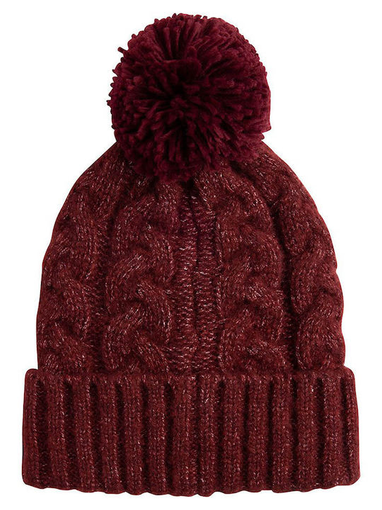 Pepe Jeans Beanie Cap with Braid Burgundy