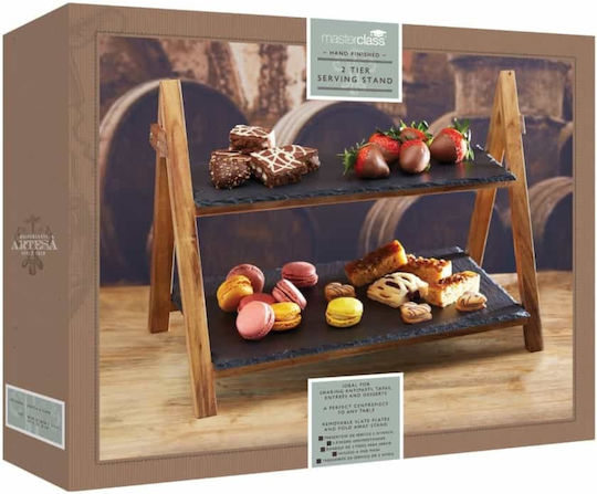 Kitchen Craft Artesa Master Πέτρινη Εταζέρα 2 Ορόφων Μαύρη Π25xΜ40xΥ30cm