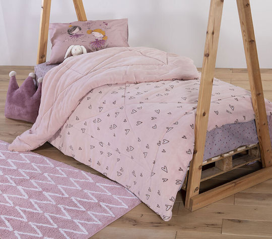 Nef-Nef Homeware Παιδικό Κουβερτοπάπλωμα Μονό 1 2 3 Dance Ροζ 160x220εκ.