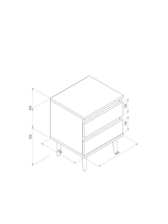 Abbot Wooden Bedside Table 40x35x50.6cm