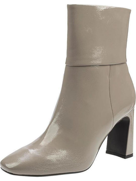 Stiefeletten Damen aus Lackleder Taupe