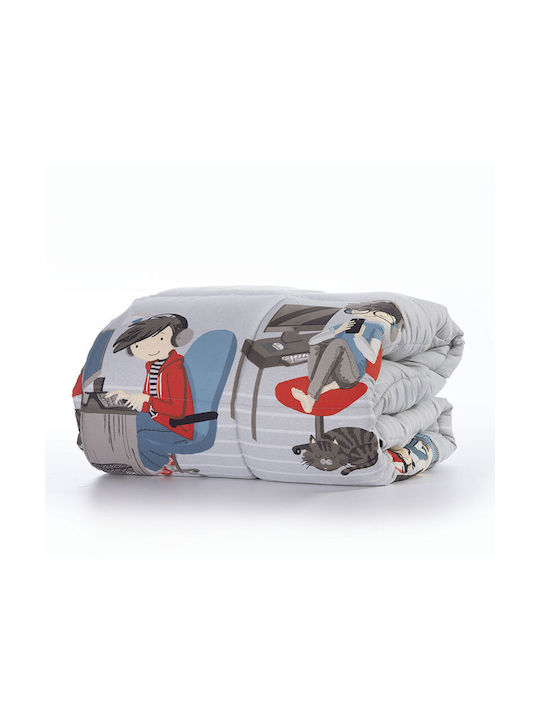 Nef-Nef Homeware Kids Duvet Single Busy Day Gray 160x220cm