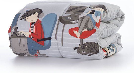Nef-Nef Homeware Παιδικό Πάπλωμα Μονό Busy Day Γκρι 160x220εκ.