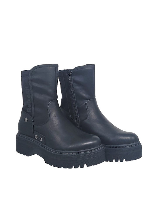 Refresh Leder Damen Knöchelstiefel Schwarz