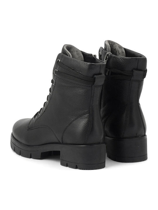 Leder Stiefeletten Damen Schwarz