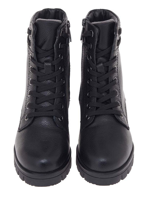 Leder Stiefeletten Damen Schwarz
