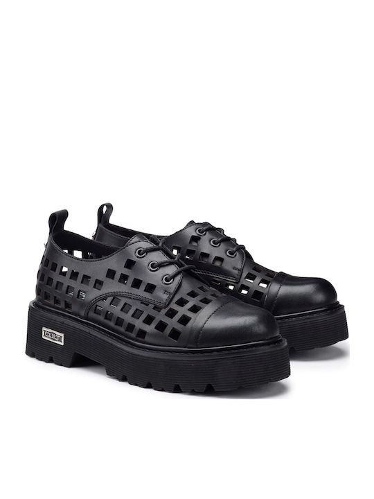 Leder Damen Derby in Schwarz Farbe