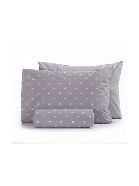 Nef-Nef Homeware Precious Set Kids Duvet Cover Single with Pillowcase Cotton Gray 160x230cm 031723