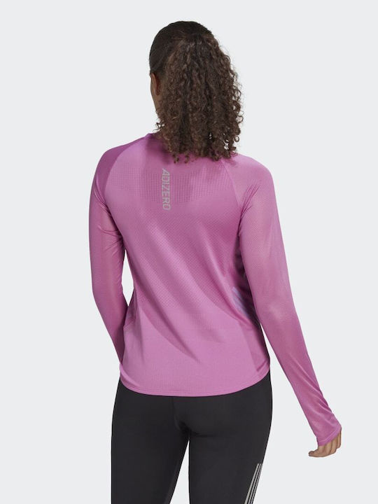 Adidas Parley Adizero Women's Athletic Blouse Long Sleeve Semi Pulse Lilac