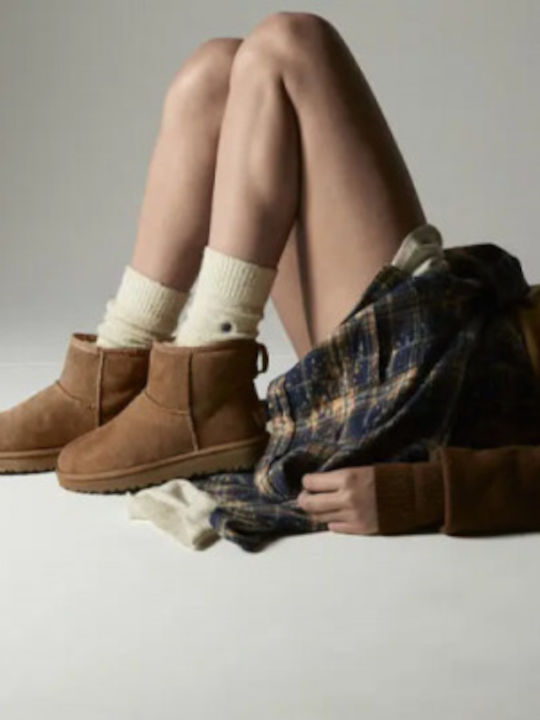 Ugg Australia Classic Mini II Велурени Дамски Ботуши с Козина Кестеняви