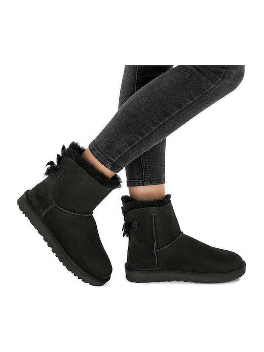 1016501 Suede Women's Ankle Boots with Fur Black
