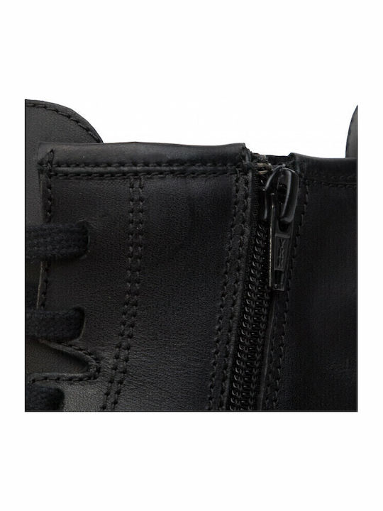 Brutus Leather Women's Ankle Boots with Medium Heel Black