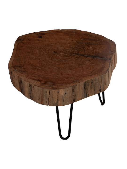 Round Solid Wood Side Table Natural L60xW60xH40cm