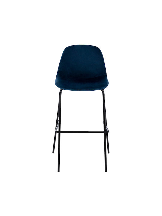 Stool Bar with Backrest Upholstered with Velvet Vincent Blue 4pcs 56.5x47x106cm