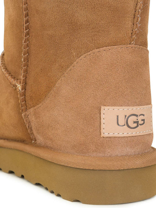 Suede Snow Boots with Fur Classic Short II Chestnut