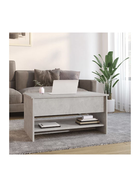 Rectangular Central Wooden Coffee Table with Lifting Mechanism Gray M80xW50xH40cm
