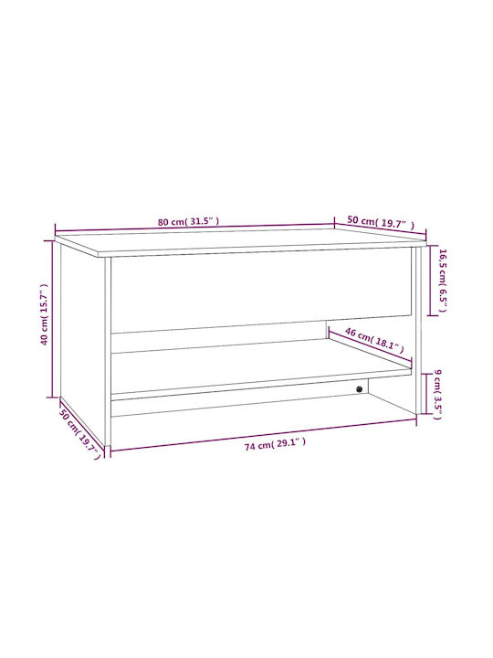 Rectangular Central Wooden Coffee Table with Lifting Mechanism Gray M80xW50xH40cm