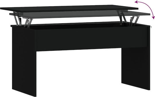 Rectangular Central Wooden Coffee Table with Lifting Mechanism Black M102xW50.5xH52.5cm