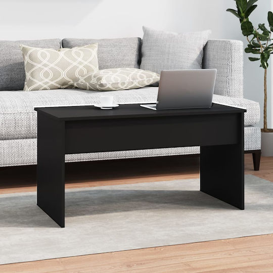 Rectangular Central Wooden Coffee Table with Lifting Mechanism Black M102xW50.5xH52.5cm