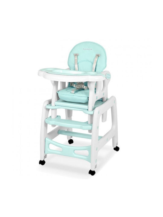 Sinco Highchair 5 in 1 with Plastic Frame & Leatherette Seat Turquoise