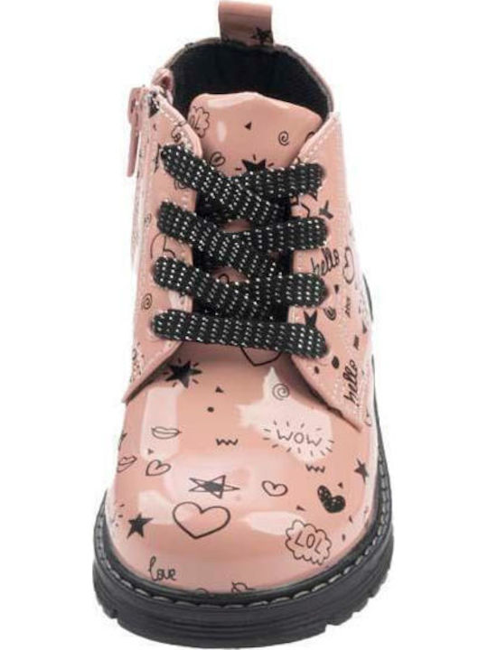 Kids Boots from Patent Leather with Zipper Pink