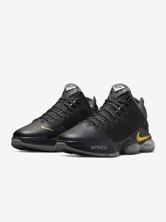 Nike Lebron 19 Χαμηλά Μπασκετικά Παπούτσια Black / University Gold / Smoke Grey
