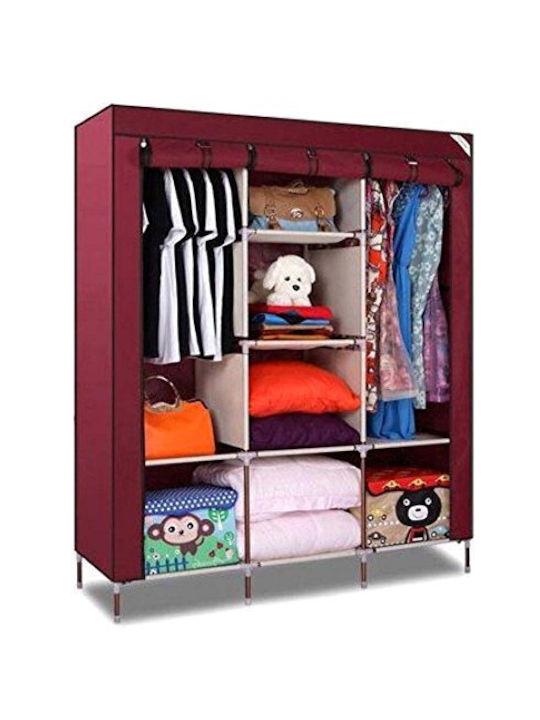 Factory Fabric Wardrobe with Shelves in Red Color 130x45x175cm