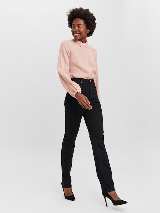 Hoch tailliert Damenjeans Schwarz