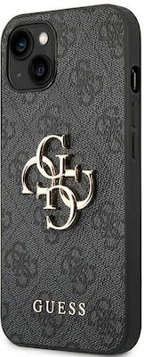 Guess 4G Big Metal Logo Umschlag Rückseite Kunststoff / Synthetisches Leder Gray (iPhone 14 Plus) GUHCP14M4GMGG