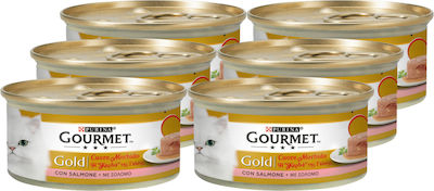 Purina Gourmet Gold Υγρή Τροφή για Ενήλικη Γάτα σε Κονσέρβα με Σολομό 85gr "Η Καρδιά της Γεύσης"