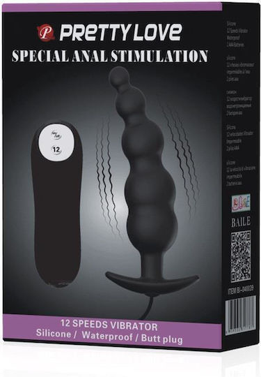 Pretty Love Special Anal Stimulation Πρωκτική Σφήνα με Δόνηση Μαύρη 11.8cm