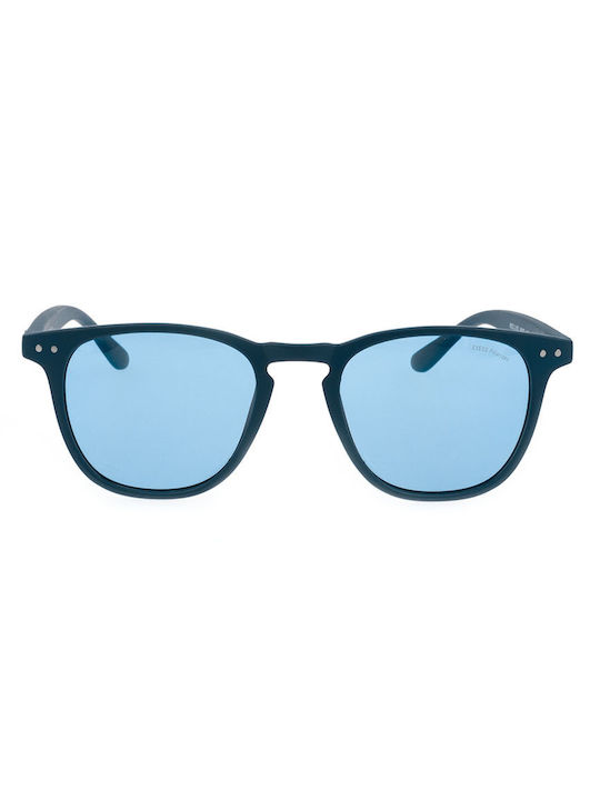 Exess Women's Sunglasses with Navy Blue Plastic Frame and Blue Polarized Lens 3-2163 A763 WH