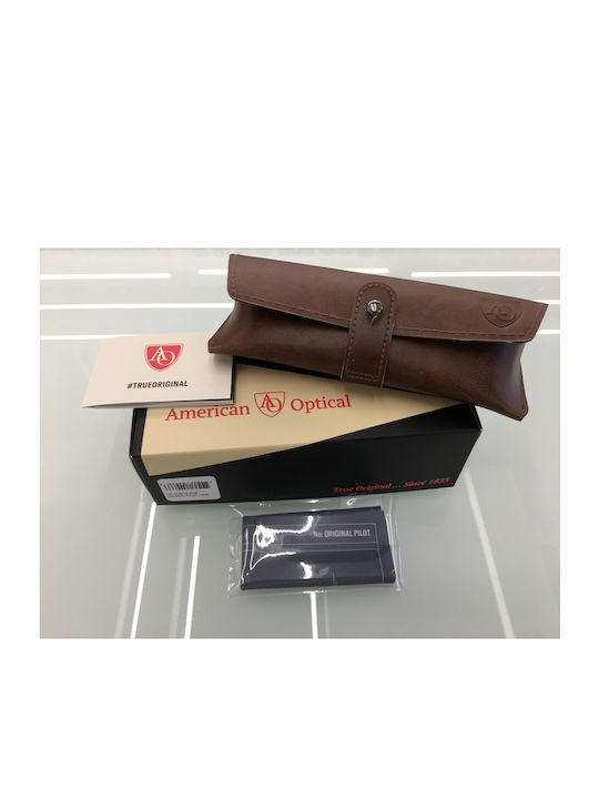 American Optical Original Pilot Polarized Ανδρικά Γυαλιά Ηλίου με Ασημί Μεταλλικό Σκελετό και Μαύρο Polarized Φακό