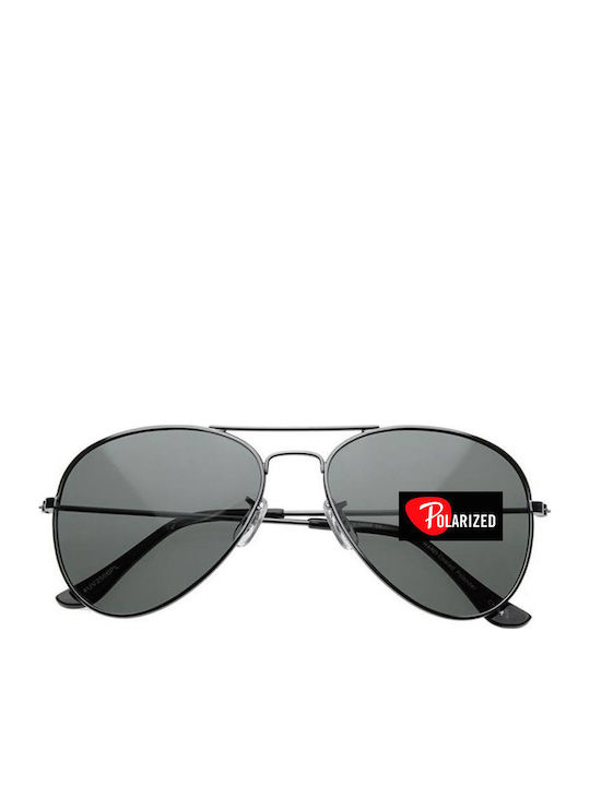 Polareye 3025L Sunglasses Gray with Metal Frame & Black Lens