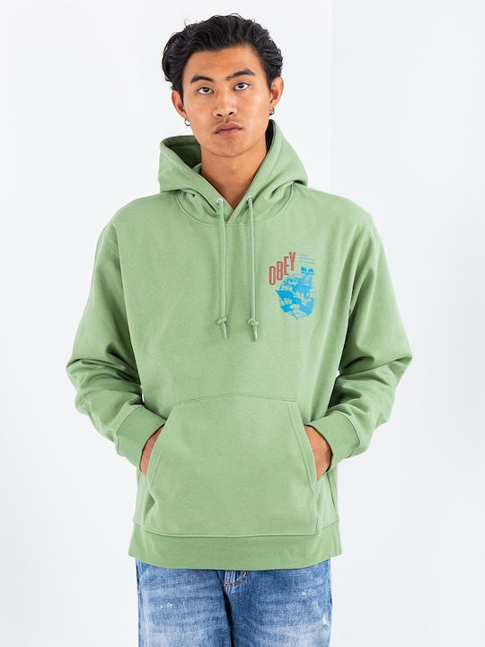 Hammer Globe Premium Men's Sweatshirt with Hood Green