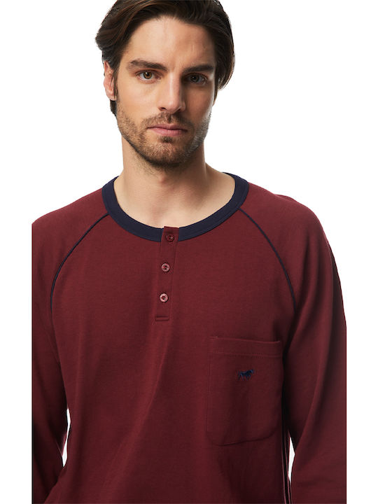 Minerva Bull Men's Winter Pajamas Set Bordeaux