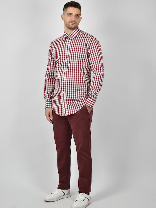 Venti Men's Shirt Long Sleeve Checked Red