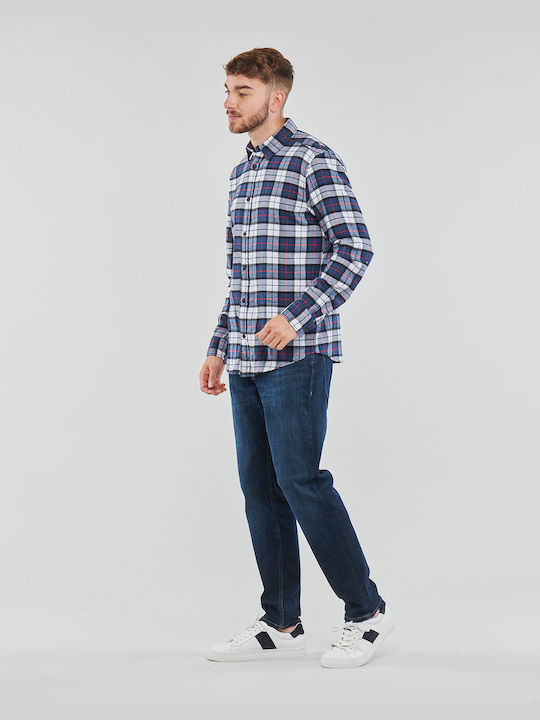 Jack & Jones Men's Shirt Long Sleeve Checked Navy Blue