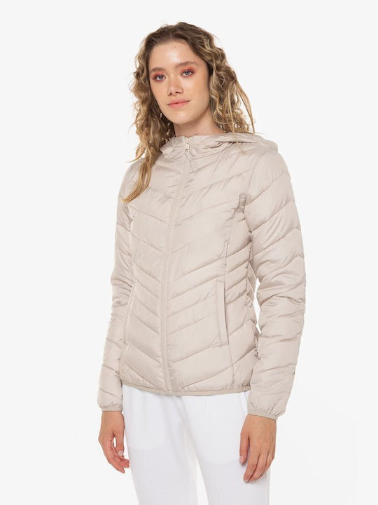 Tom Tailor Women's Short Puffer Jacket for Winter with Hood White