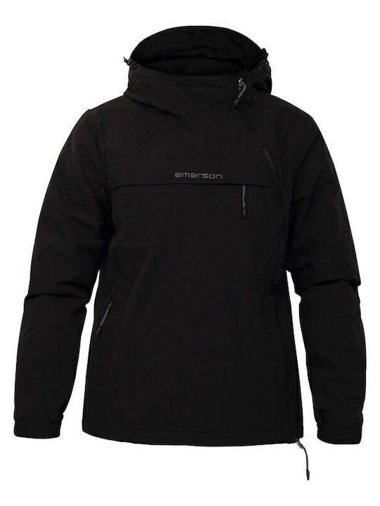 Women's Short Sports Jacket for Winter with Hood Black